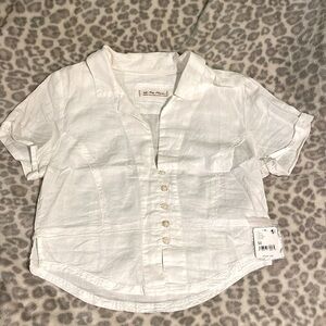 NWT Free People White short sleeve blouse